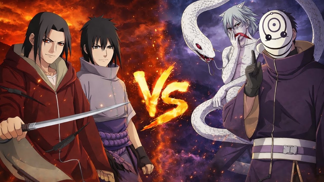 itachi uchiha and sasuke uchiha vs kabuto and obito uchiha Naruto Ultimate Ninja Storm 4 