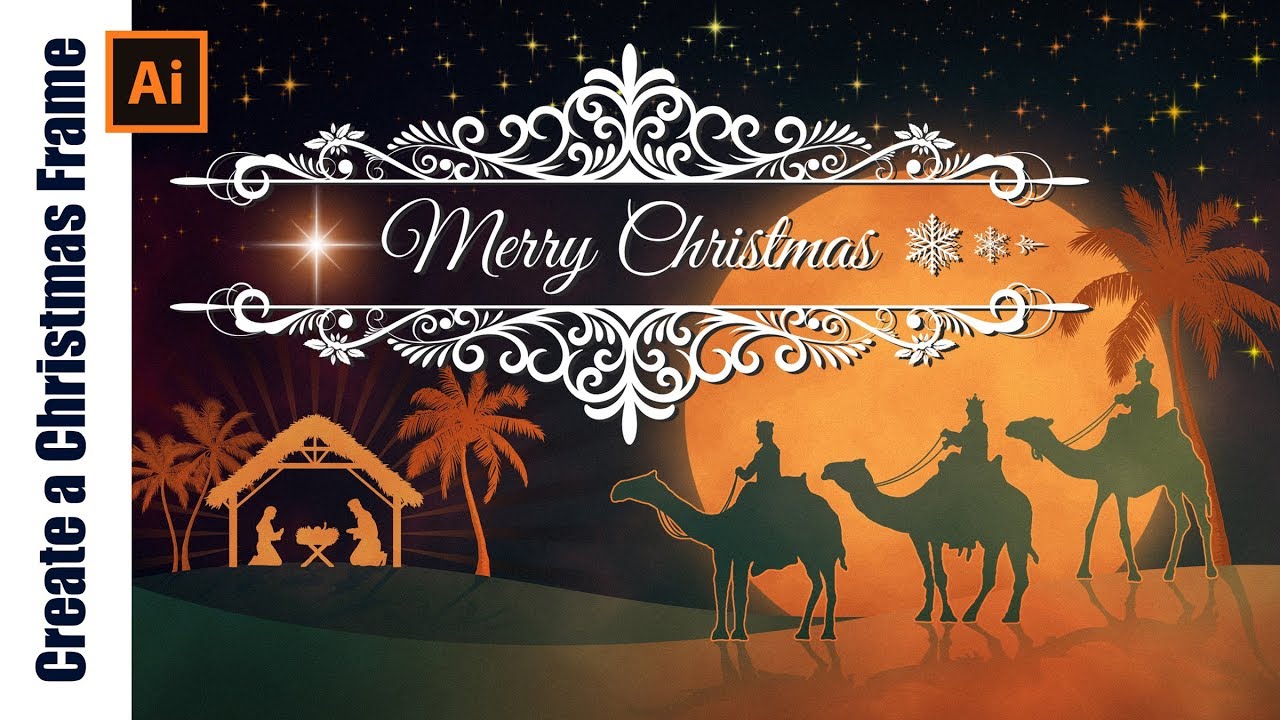 How to draw a Christmas Frame in Adobe Illustrator