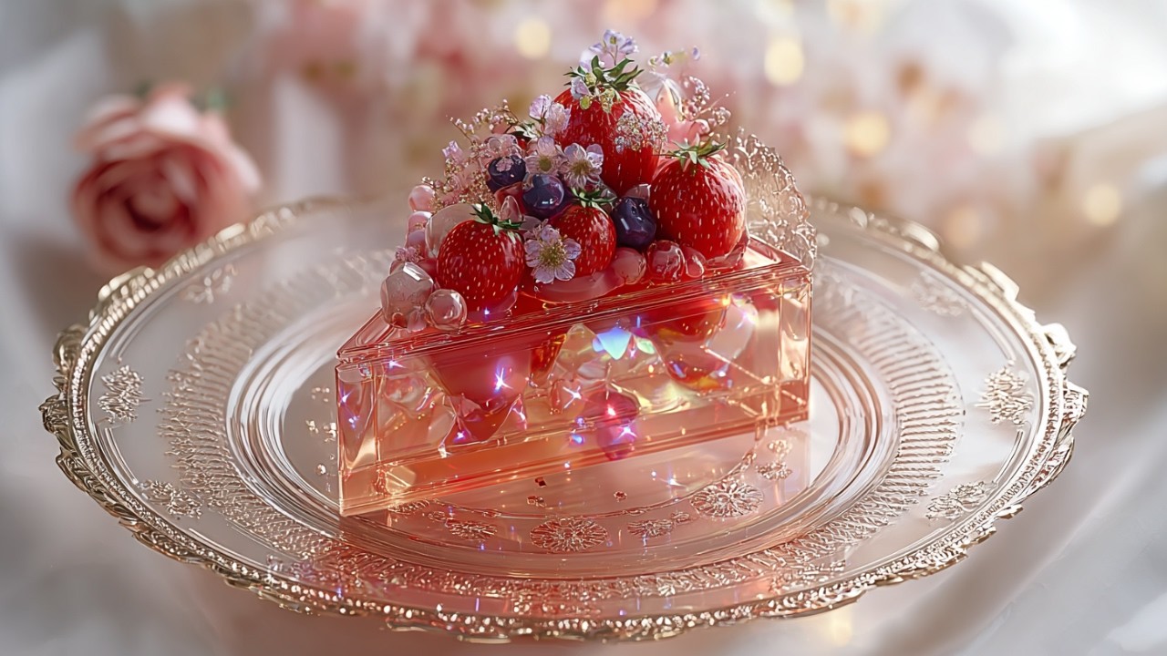 【AI × ASMR】【4K】ガラススイーツをカットするASMR｜30分耐久🍰