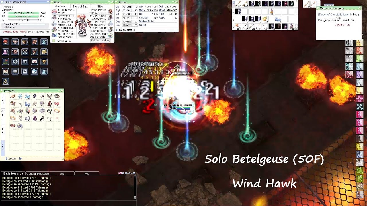 [iRO Chaos] Solo Betelgeuse (50F)  [Wind Hawk] [Auto Attack] Auto Spell Aimed Bolt & Hawk Rush