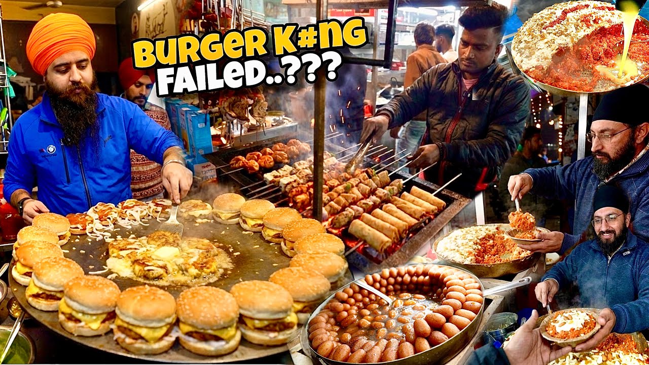 Rs49/- Punjab Ka Viral Street Food | Sardar Ji’s Chesse Burger | Tandoori Spring Chaap & Gajrela 