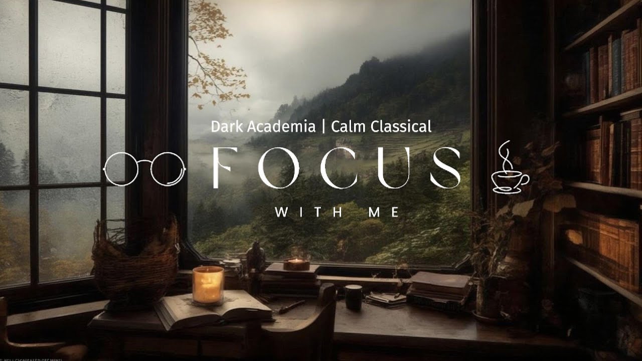 Studying in an old English library and it's raining outside | Dark Academia