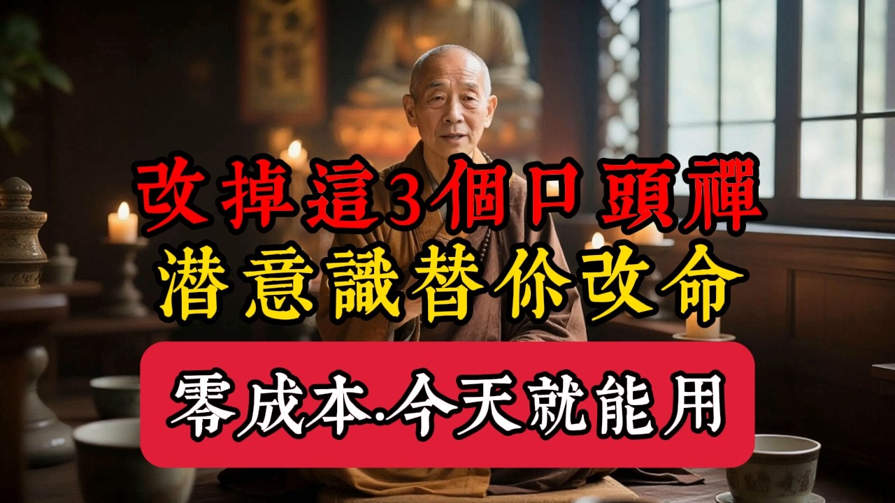 改掉這 3 個口頭禪，潛意識替你改命，零成本・今天就能用！#佛學 #因果# 改命 #無我# 潛意識重塑 #轉運# 業力 #語言的力量# 情緒管理 #心理療癒# 焦慮 #委屈# 自我修煉 #覺知