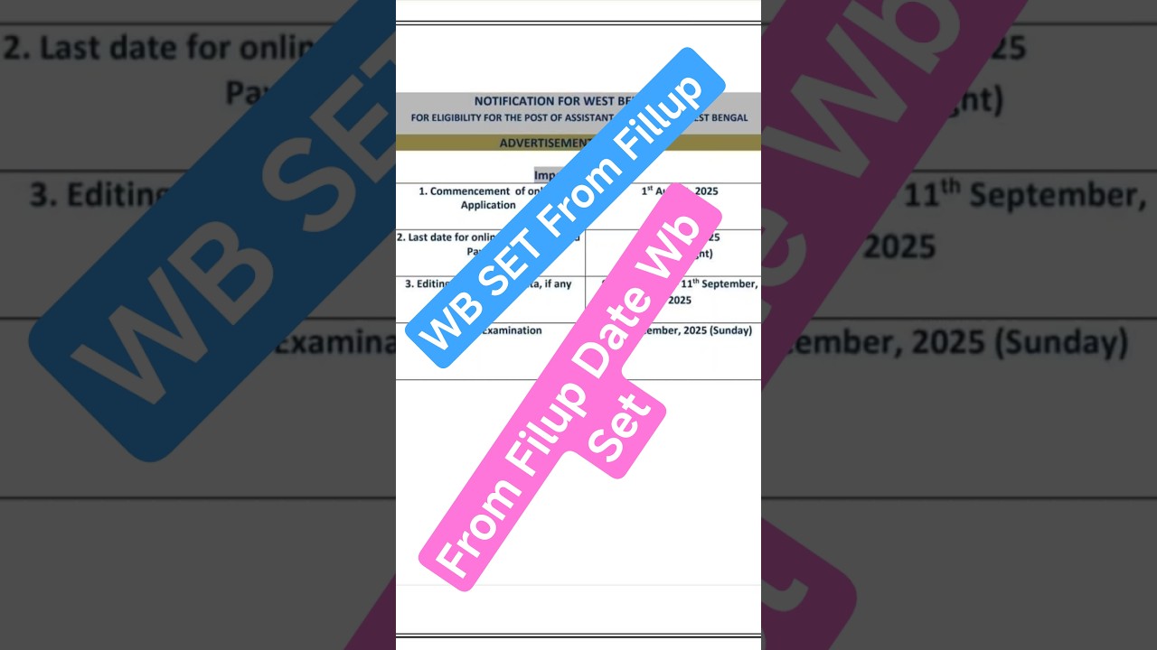 WB SET From Filup Start।। WB SET From Fillup 2025 ।। New Set Vacancy 2025