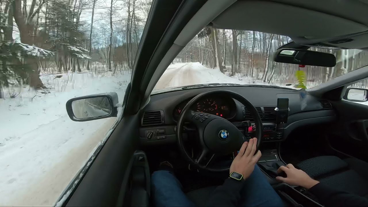BMW E46 snow drift compact wintercar / POV  snow drift 318i 105kw