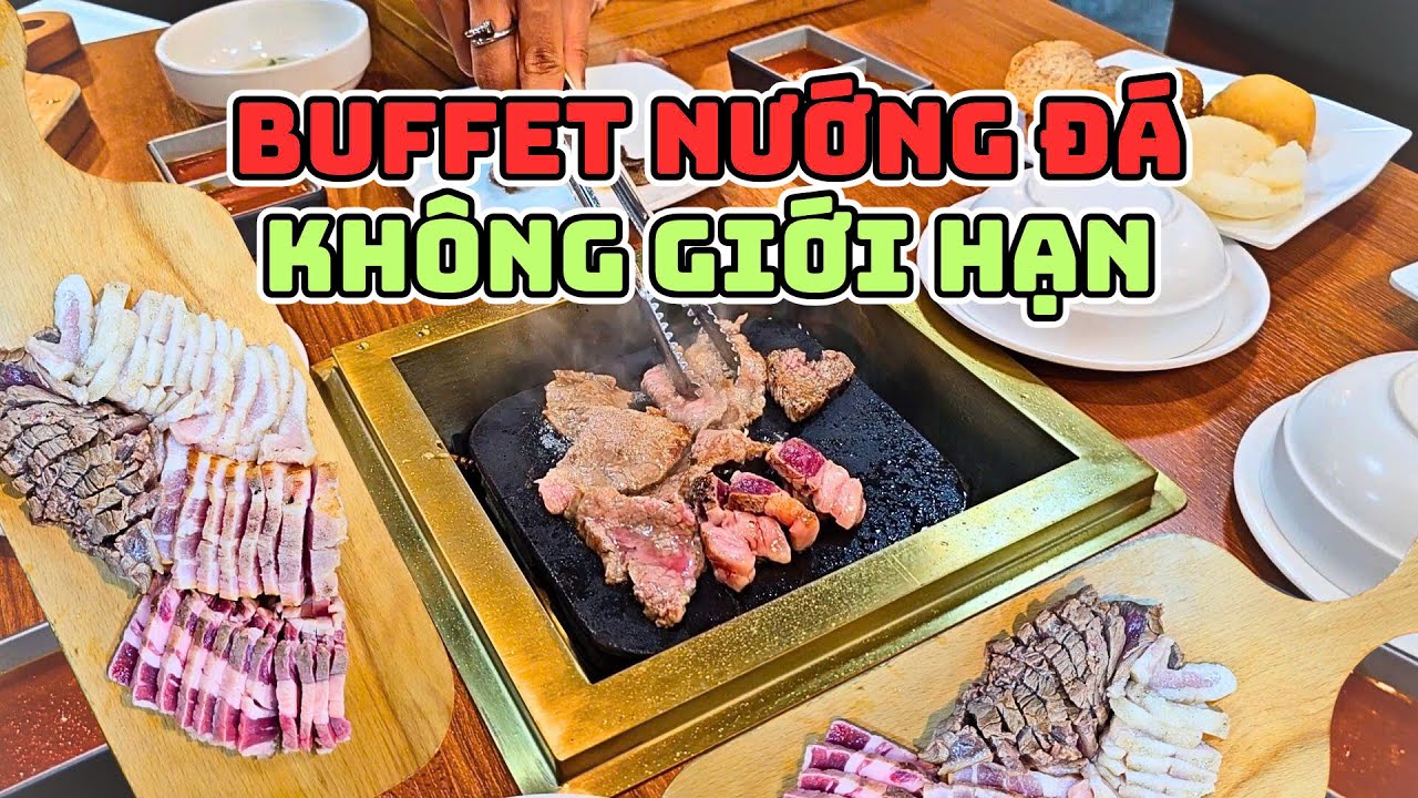 Trải nghiệm tiệc Buffet Nướng Đá trong trung tâm Parc Mall quận 8, Thịt Bò nướng ăn không giới hạn.
