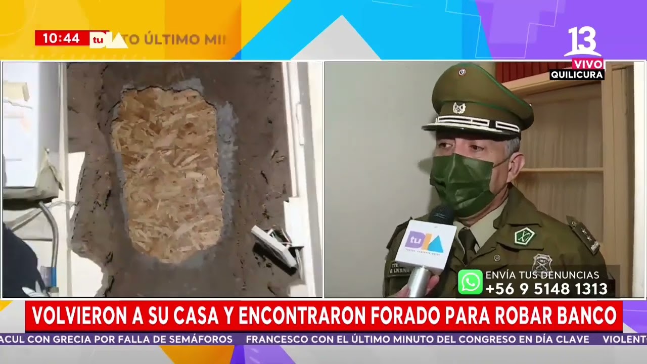 Familia volvió de vacaciones y encontró un forado en su casa para robar banco. Tu Día, Canal 13.