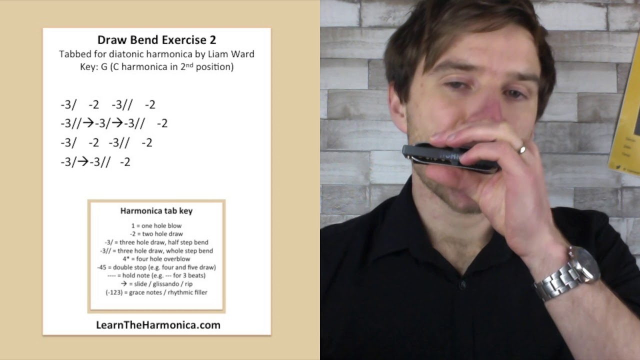 Blues Bending Licks 2 - cool blues harmonica lesson for C harp (Draw Bend Week)