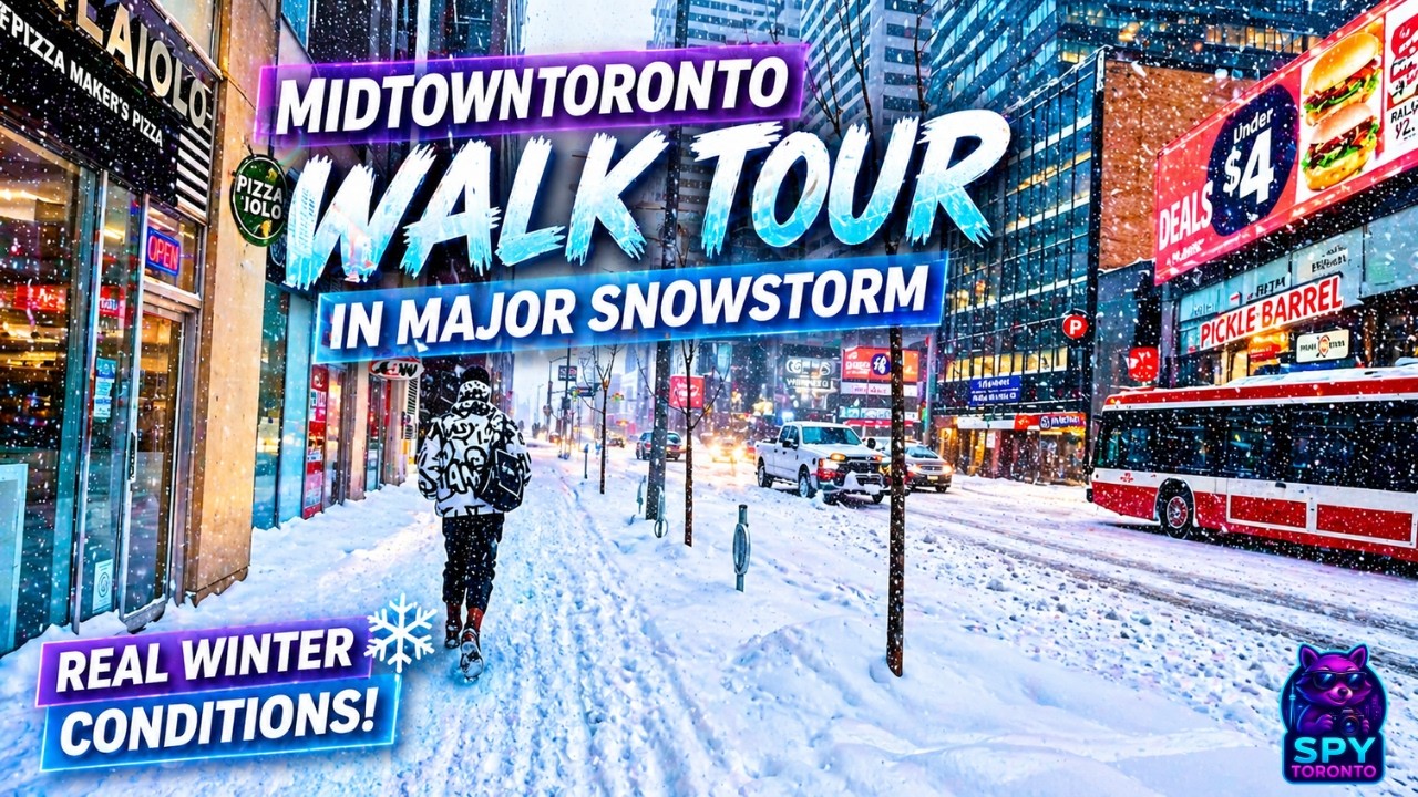 Midtown Toronto Walk Tour in Major Snowstorm | Canada Winter Walk in 4K
