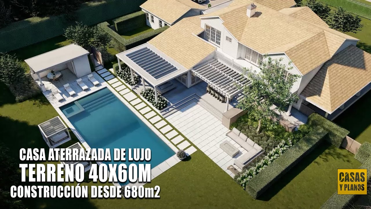 CASA AMERICANA RESIDENCIAL CON PISCINA TERRENO 40 X 60 METROS