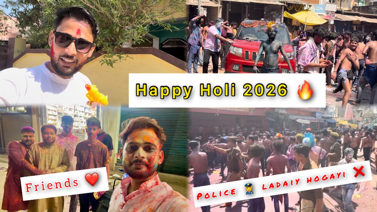 Holi 2026 Vlog 🔥 | Itna Crowd 😱 Police Bhi Aagayi | Full Masti With Friends