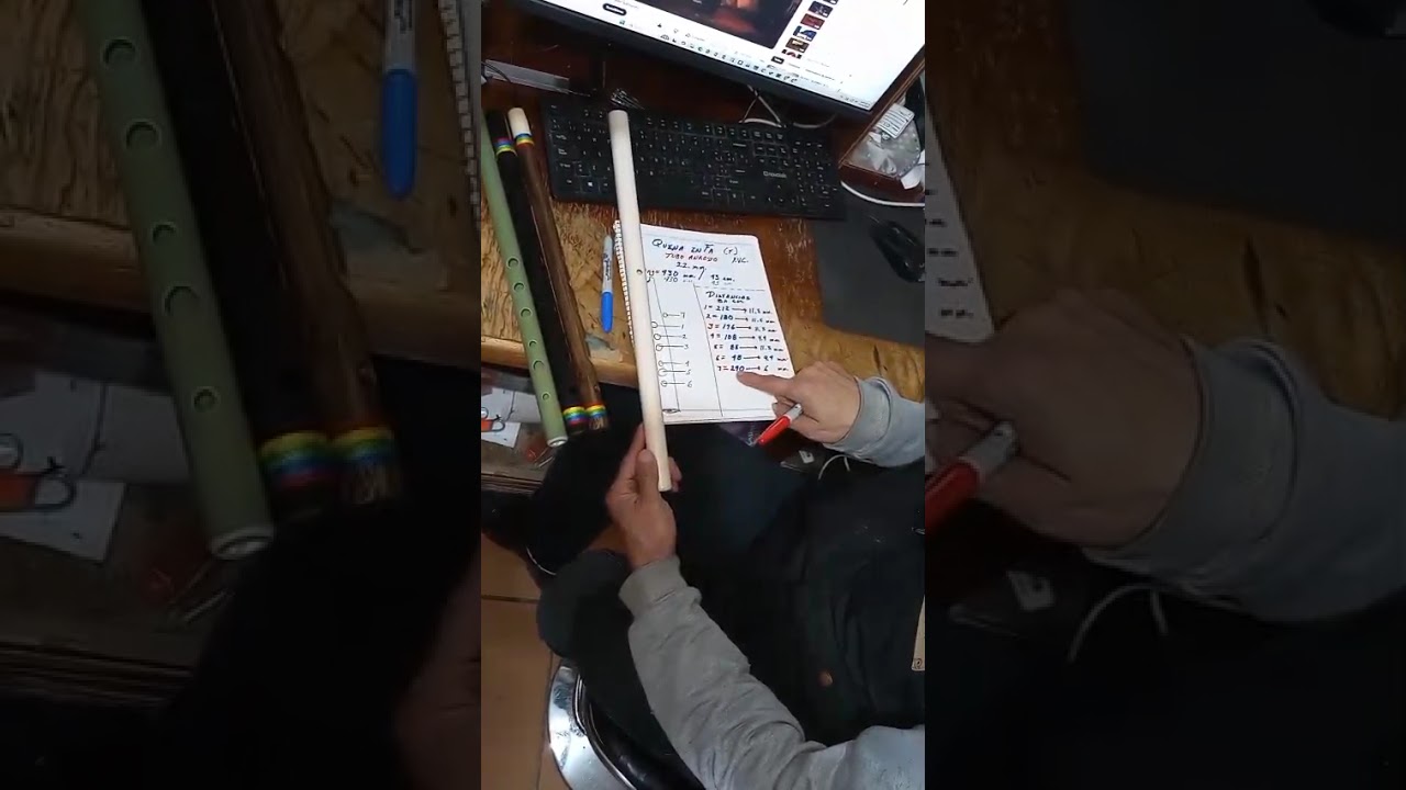 Quena en fa de tubo angosto, medidas para hacerla.