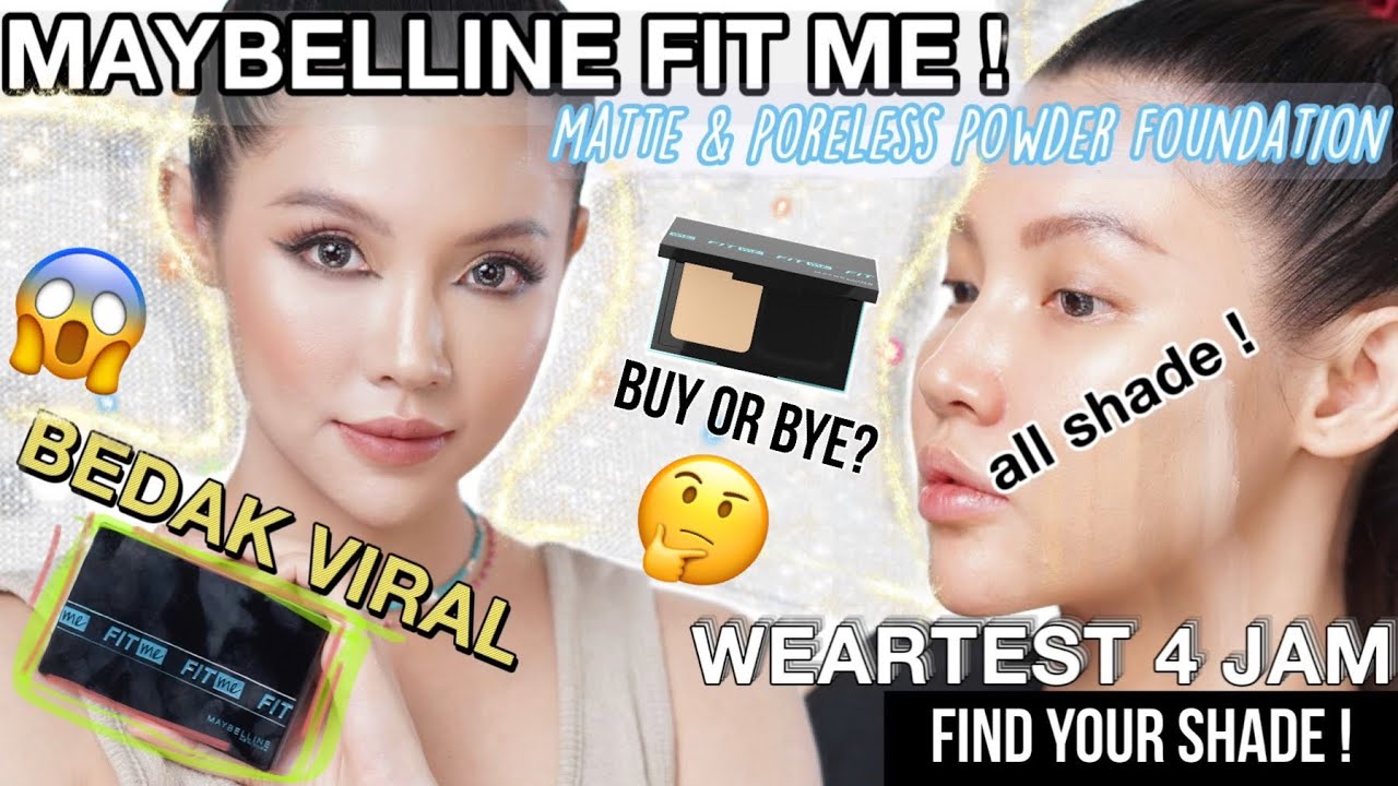 MAYBELLINE FIT ME MATTE & PORELESS 24 HR OIL CONTROL POWDER FOUNDATION | SWATCH SEMUA SHADE !