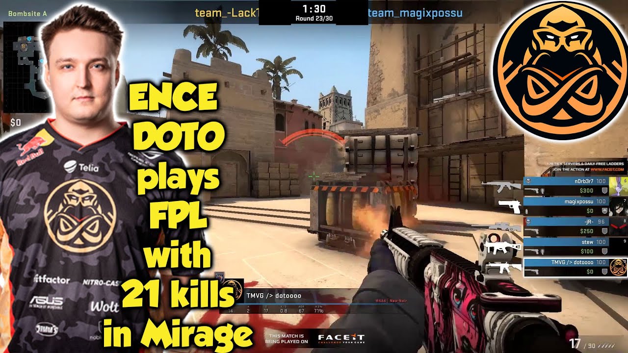 ENCE DOTO plays FPL with 21 kills in Mirage