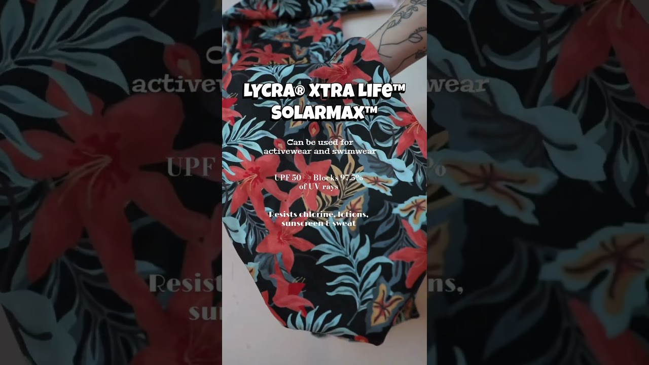 Meet LYCRA&reg; Xtra Life&trade; SolarMax&trade; &mdash; ☀️💦 Shop swim + activewear fabrics at www.madalynne.com #sewing