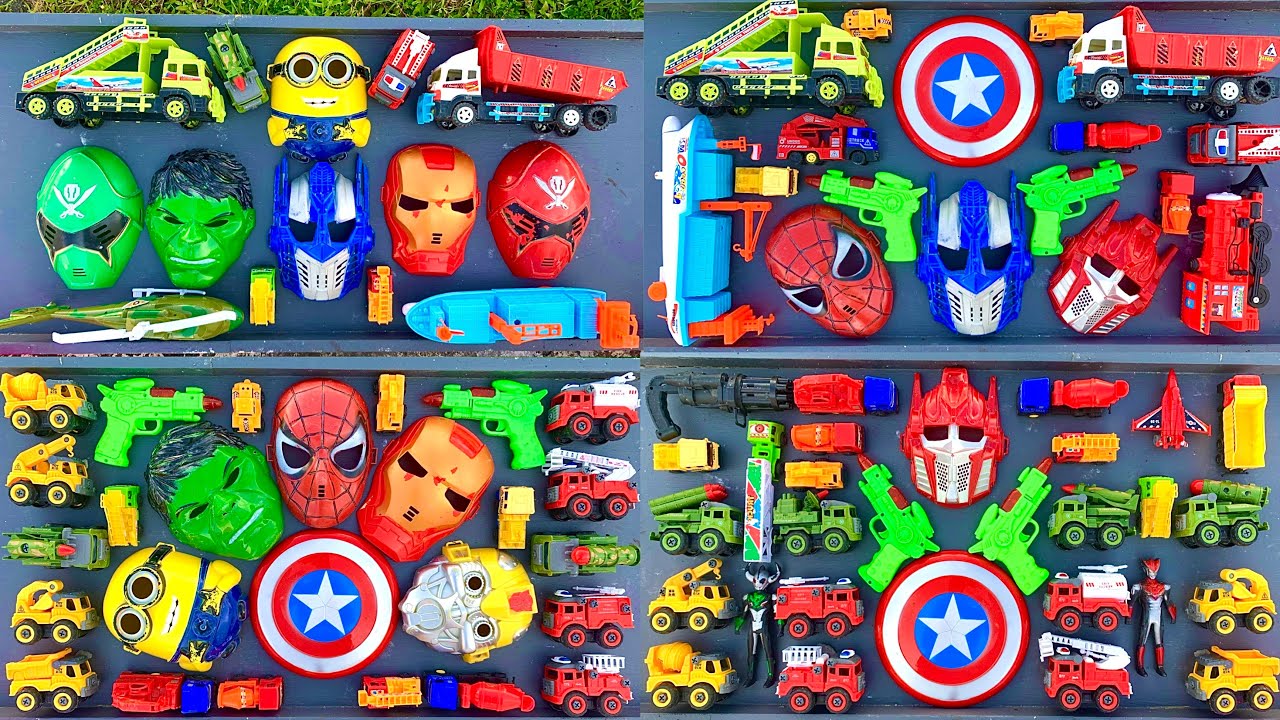 Mencari mainan topeng superhero spiderman hulk kapten amerika truck military firetruck truk kontruks