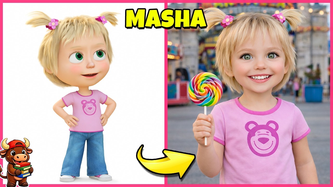 Masha y el Oso en la VIDA REAL👧 🐻Versión Parque Maravillas🎪🎠🎈Adivina El Personaje