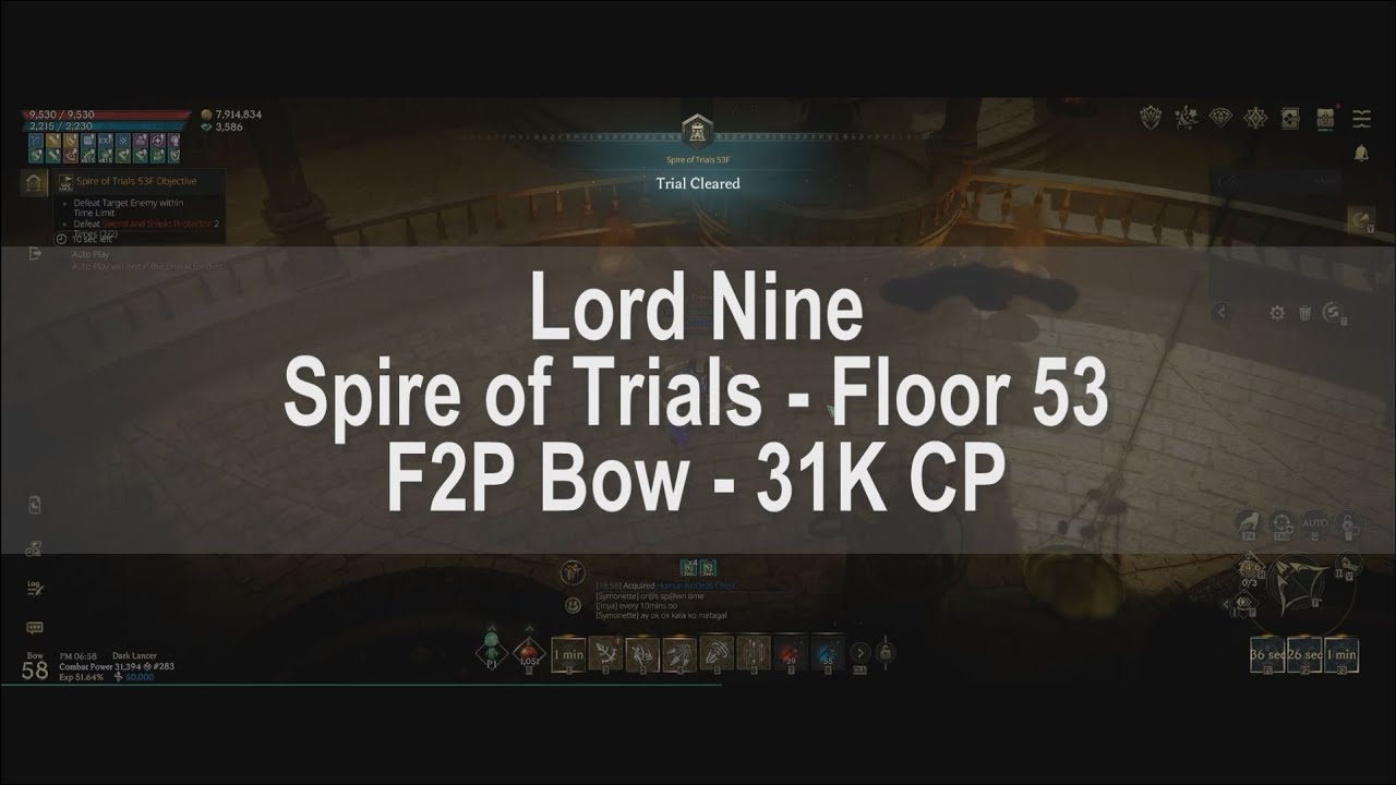 Lord Nine: Infinite Class - Spire of Trials - F53, Bow F2P - 31k CP