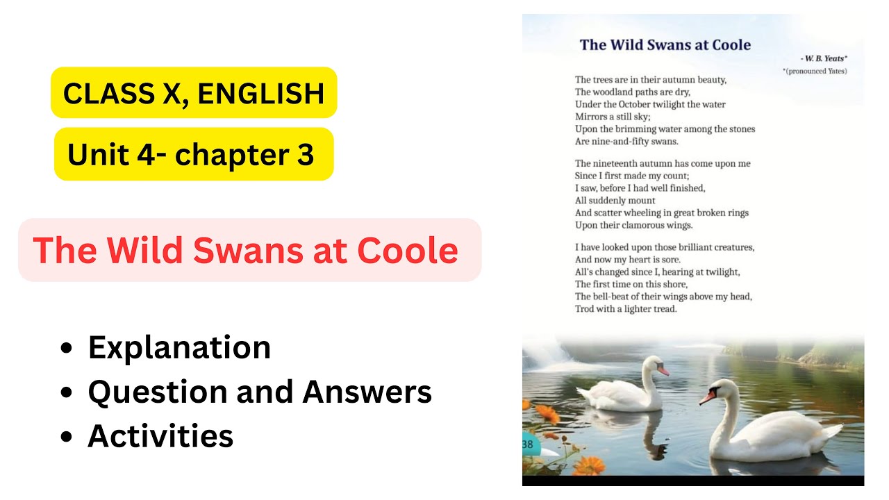 The Wild Swans at Coole- W B Yeats- Class 10th- English- SCERT- Explanation and Activities.