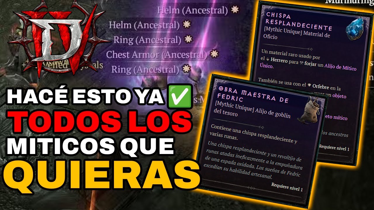 DIABLO 4: ¡5 MÍTICOS DE UNA! 🤯 El mejor FARMEO para Conseguir Míticos