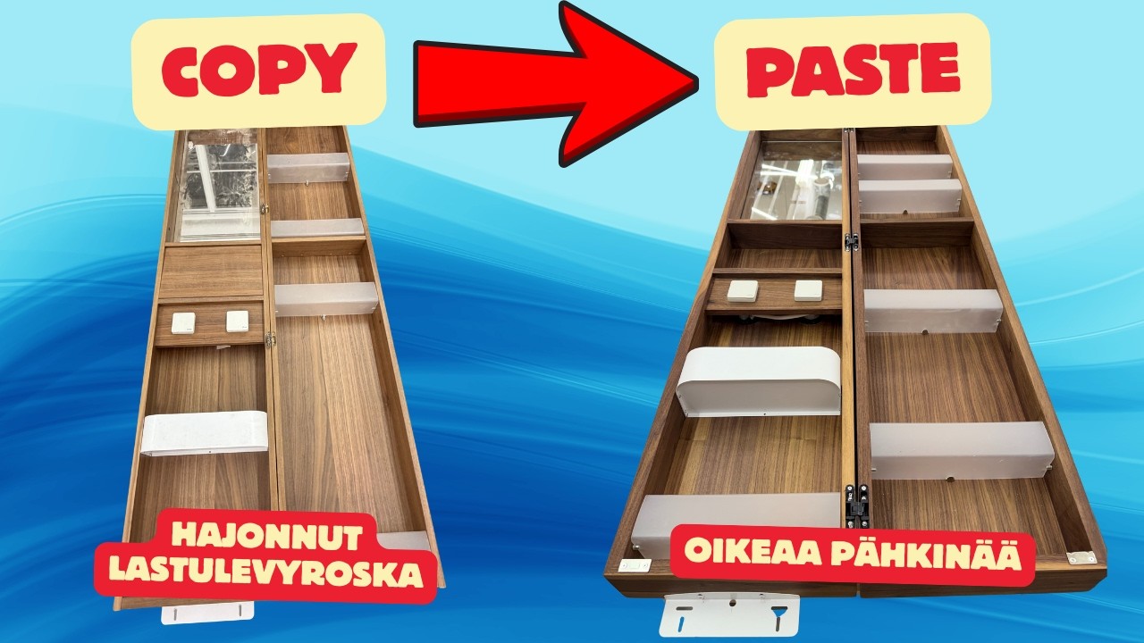 Lastulevykaapin ovi tipahti ja kaappi alkoi lahoamaan || Tein uuden oikeasta pähkinästä