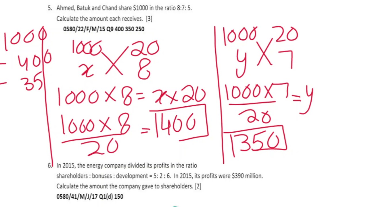 IGCSE Math 0580 Topic 7/50: Ratio and Proportion Part 1 of  2 [Worksheet in description]