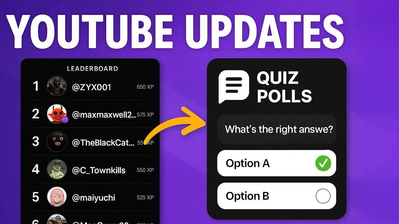 YouTube Updates: Leaderboards, Shorts Visual Guides & Shorts Quiz Stickers!