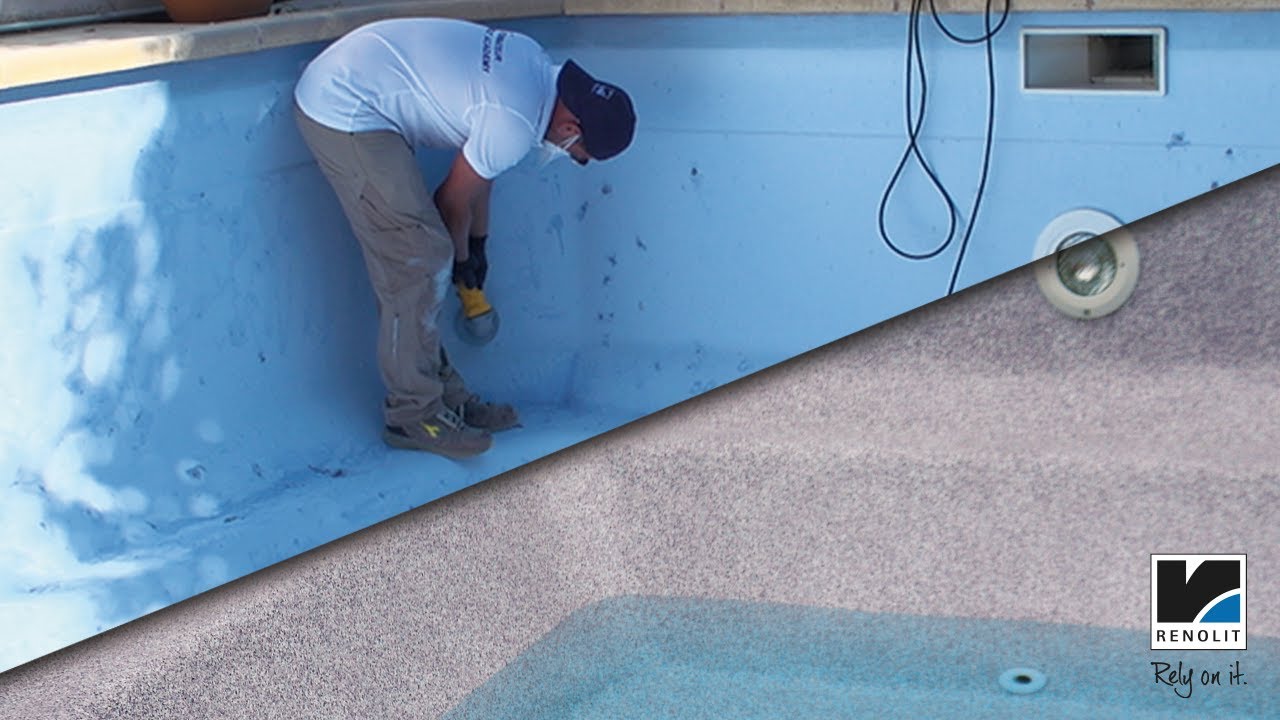Rehabilitación de una Piscina de fibra de vidrio con Membrana Armada RENOLIT ALKORPLAN TOUCH Origin