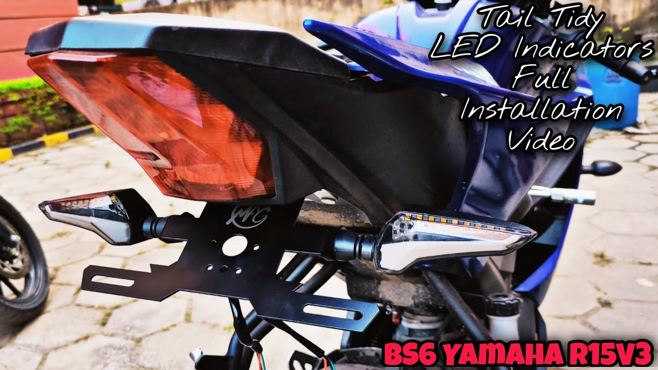 BS6 Yamaha R15V3 Tail Tidy & DRL LED Indicators Installation At Home | DIY | Full Detailed Video