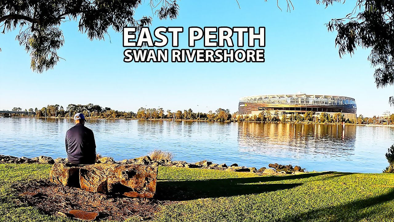 Walking Tour: EAST PERTH in Perth, Australia (Rivershore and Residential Street)