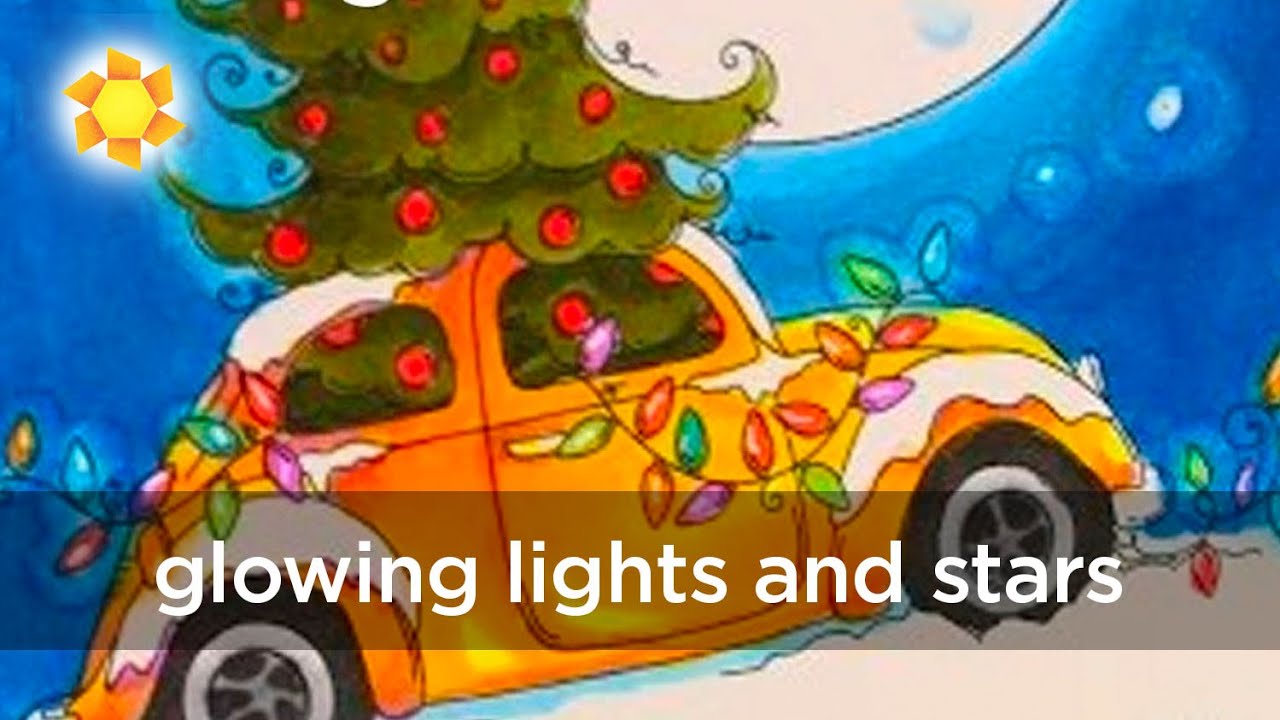 Color glowing Christmas lights and stars