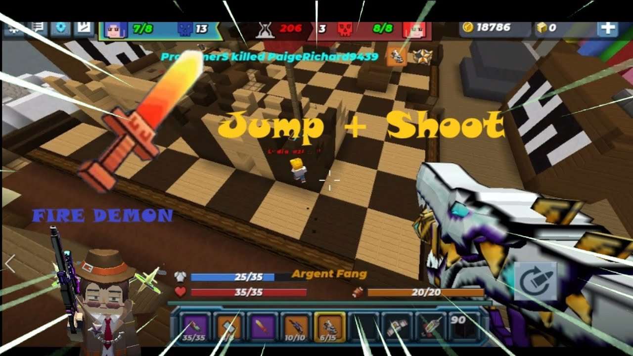 Fire Demon - The third Jump and Shoot weapon [ Blockman Go : Build And Shoot gameplay]