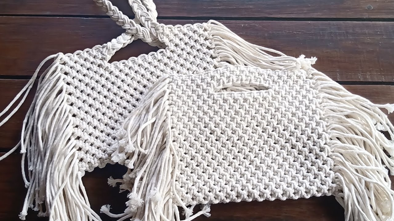 Cartera Flecos - Macramé - Muy Fácil! - Para Principiantes - Solo con nudos planos! Animate!