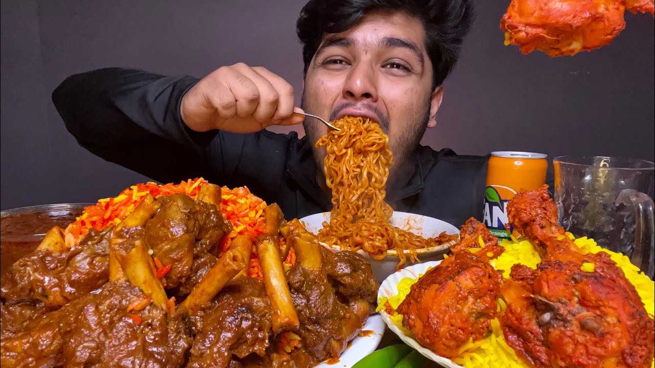 SPICY* MUTTON BIRYANI WITH MUTTON CURRY KORMA + CHICKEN BIRYANI EATING | FOOD EATING VIDEOS |MUKBANG