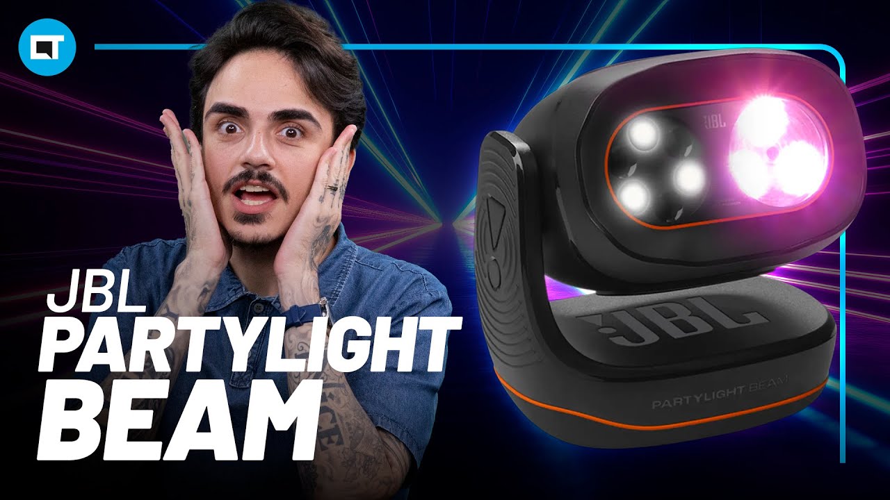 JBL PartyLight Beam | Projetor de luz que sincroniza com a PartyBox e ouve o som do ambiente também