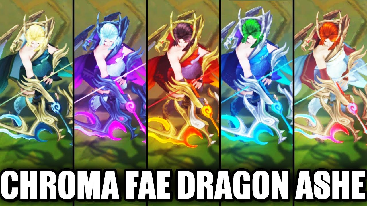 All Fae Dragon Ashe Chroma Skins Spotlight (League of Legends)