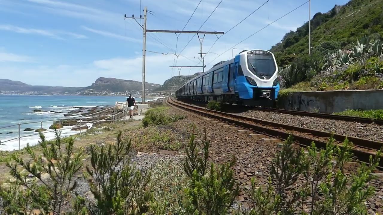 Cape Town has new trains X'Trapolis Mega seen at Muizenberg, running daily on the Southern line.
