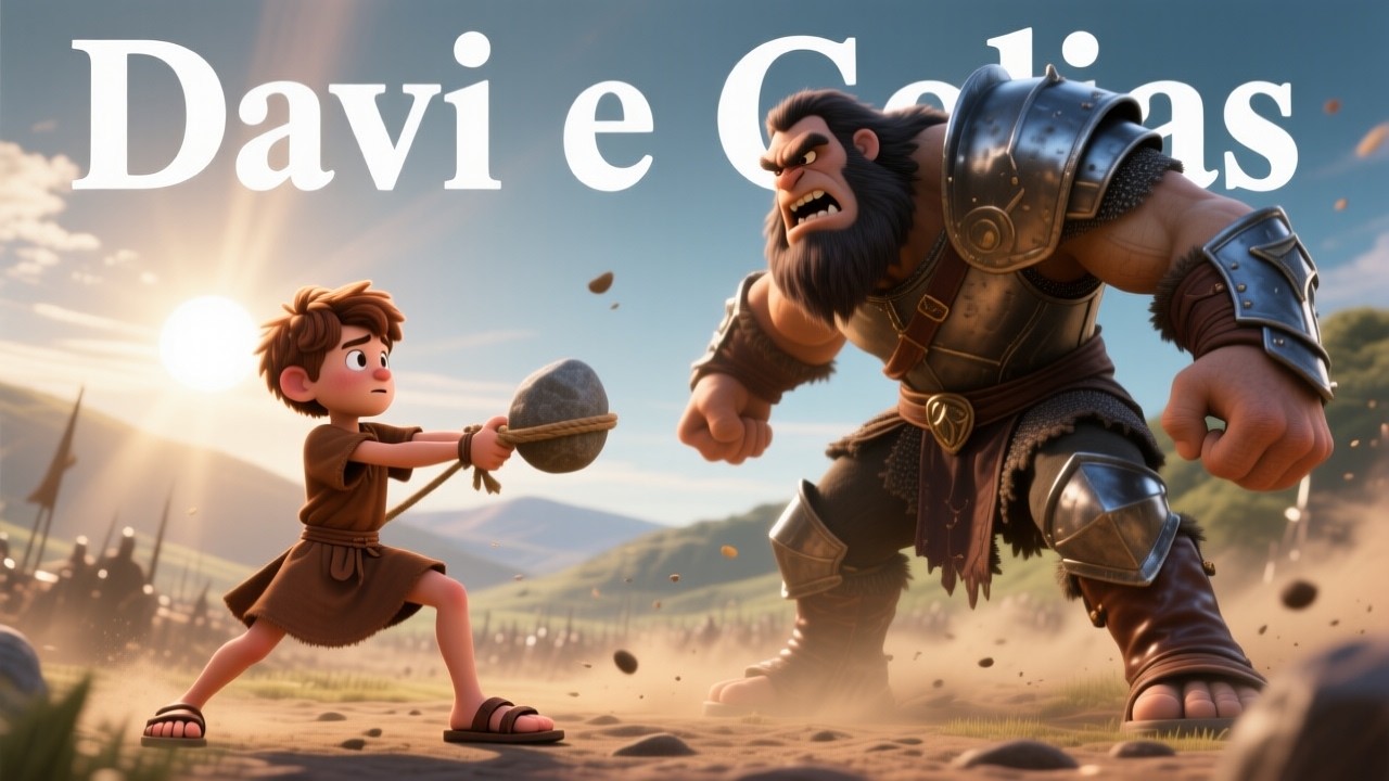 Davi e Golias | História Bíblica Infantil Cantada 🎵 Coragem e Fé em Deus
