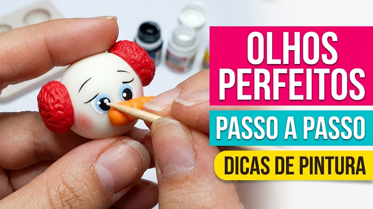 Boneco de neve com pintura de olhos - demonstração cód 202 Simone moldes
