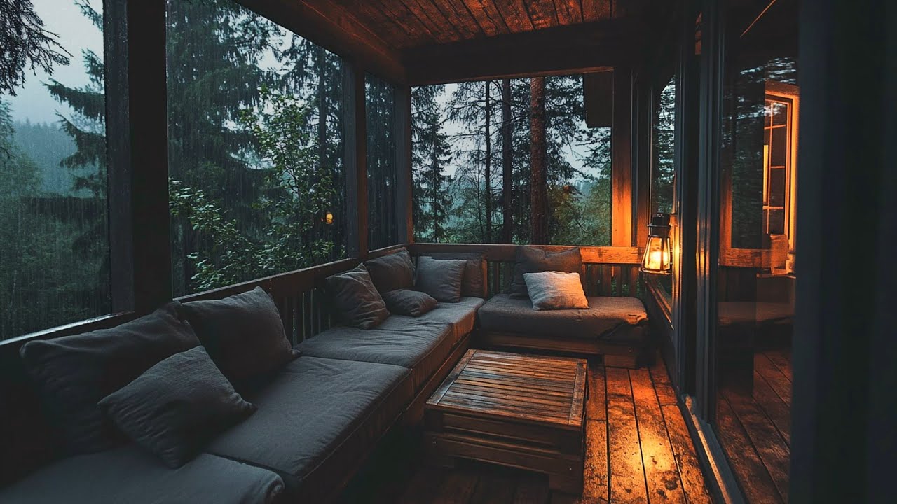 Peaceful Night in a Forest Cabin | Cozy Window View for Deep Sleep