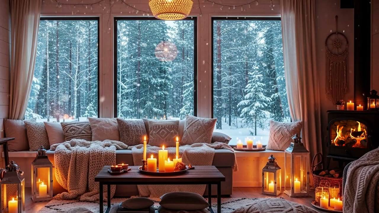 Quiet Winter Fireplace Ambience ❄️🔥 Soft Piano for Focus, Relaxation & Stress Relief