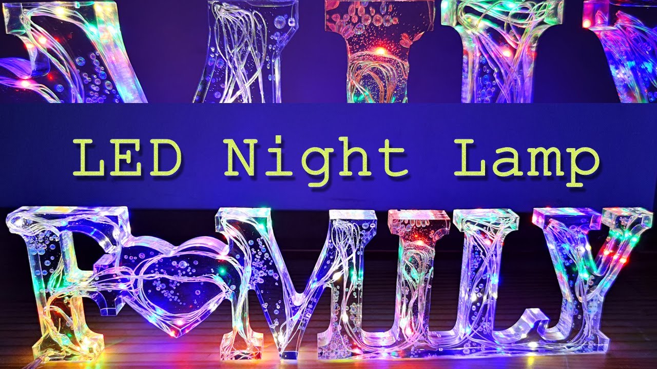 Epoxy Resin Art   Transparent Fashion Color Family Night Lamp