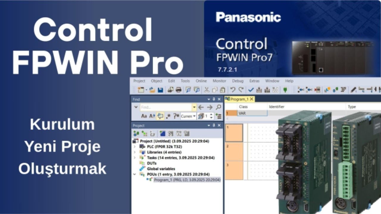 Panasonic PLC Programlama FPWin Pro7 | Kurulum, Yeni Proje, PLC Seçimi