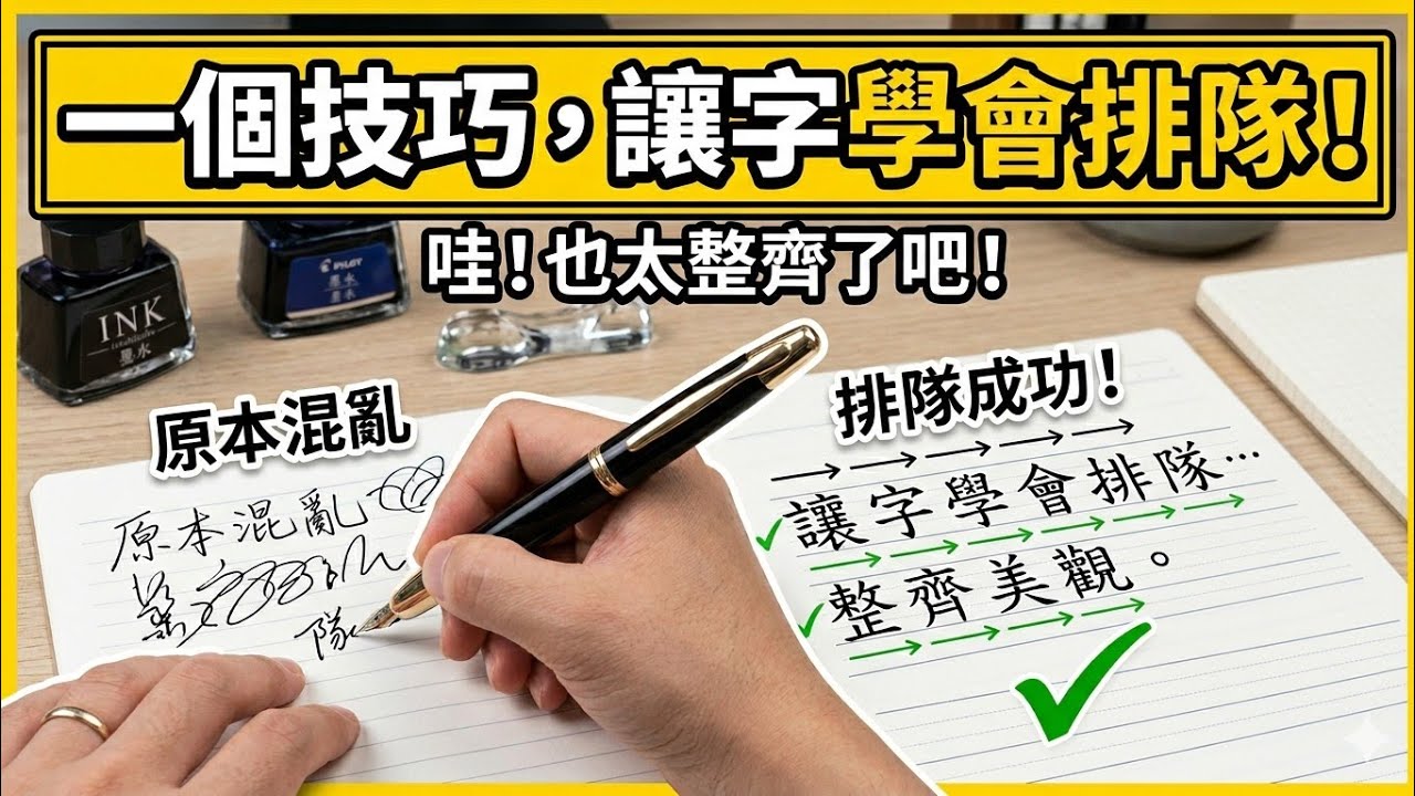 36-  五分鐘改善歪字，一個技巧，讓字學會排隊。快速提升字體美感  重心對齊筆畫對齊-掌握練字祕訣 實用寫字技巧小白變身寫字高手#筆畫對齊#硬筆書法 #硬筆教學