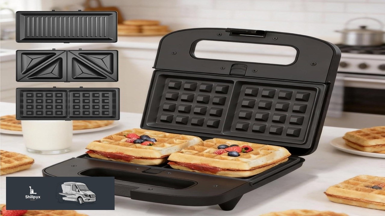 Sunvivi Waffle Iron Panini Press Grill and Sandwich Maker Set 3 in