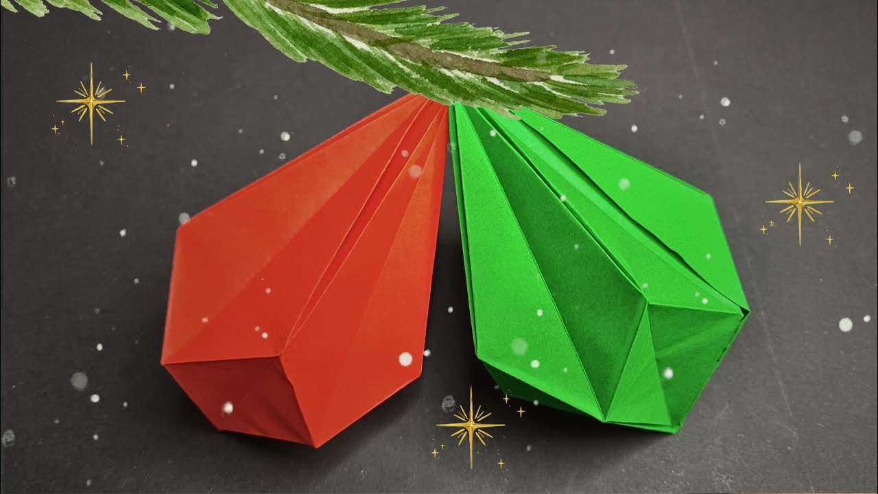 Origami Christmas Bauble 🔴🔵 How to fold a Paper Christmas Balls
