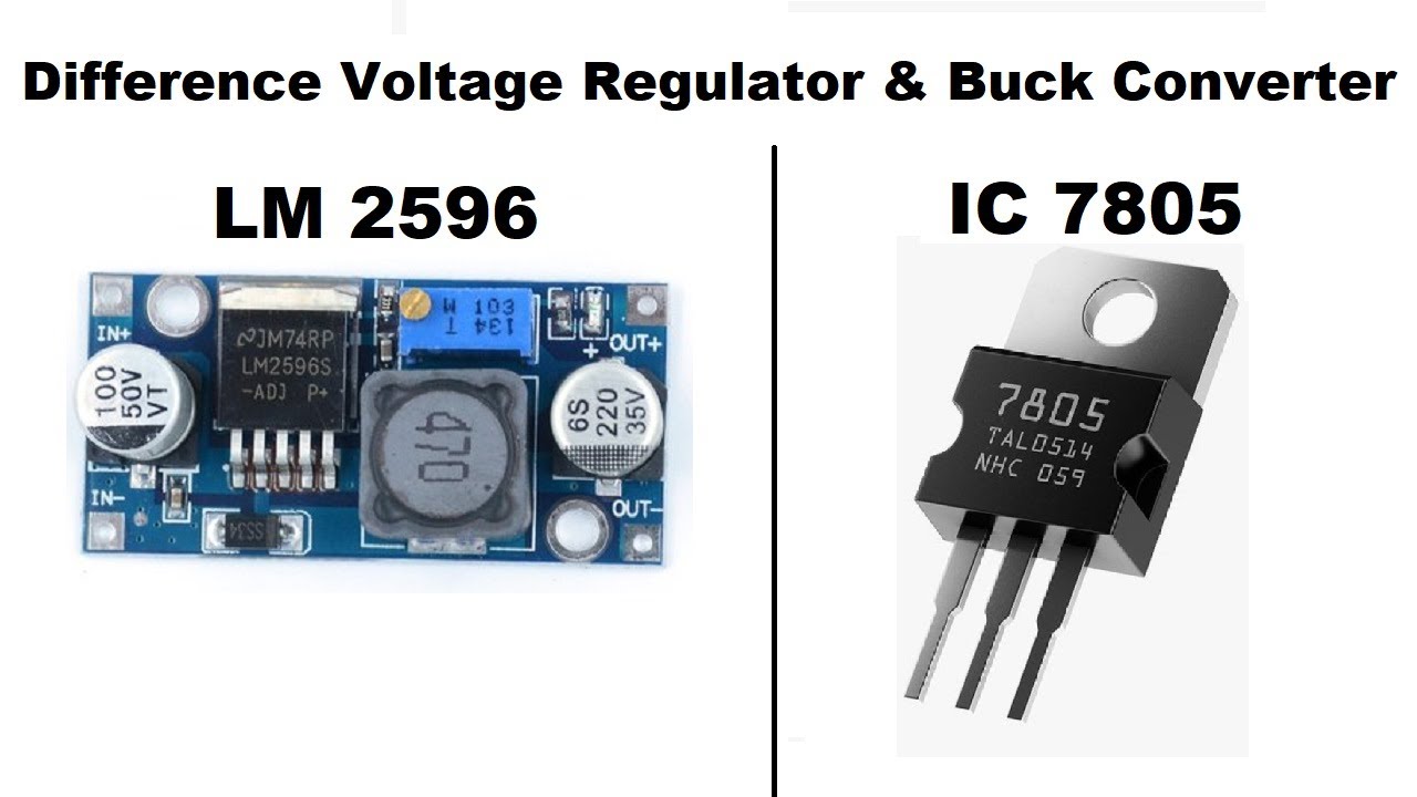 What is the difference between a voltage regulator ic 7805 and a buck converter lm2596  (Urdu/Hindi)