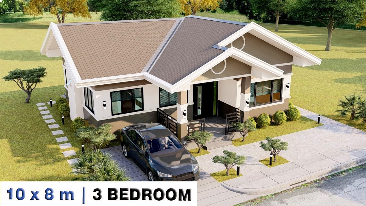 10 X 8 Meters | Beautiful House Design Idea with 3 Bedroom | Pinoy House