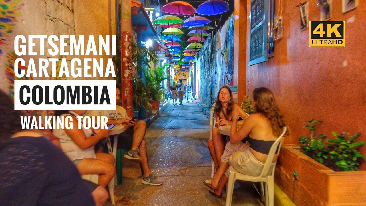 Passeio a noite em Getsemaní Cartagena Colômbia | 4K Walk