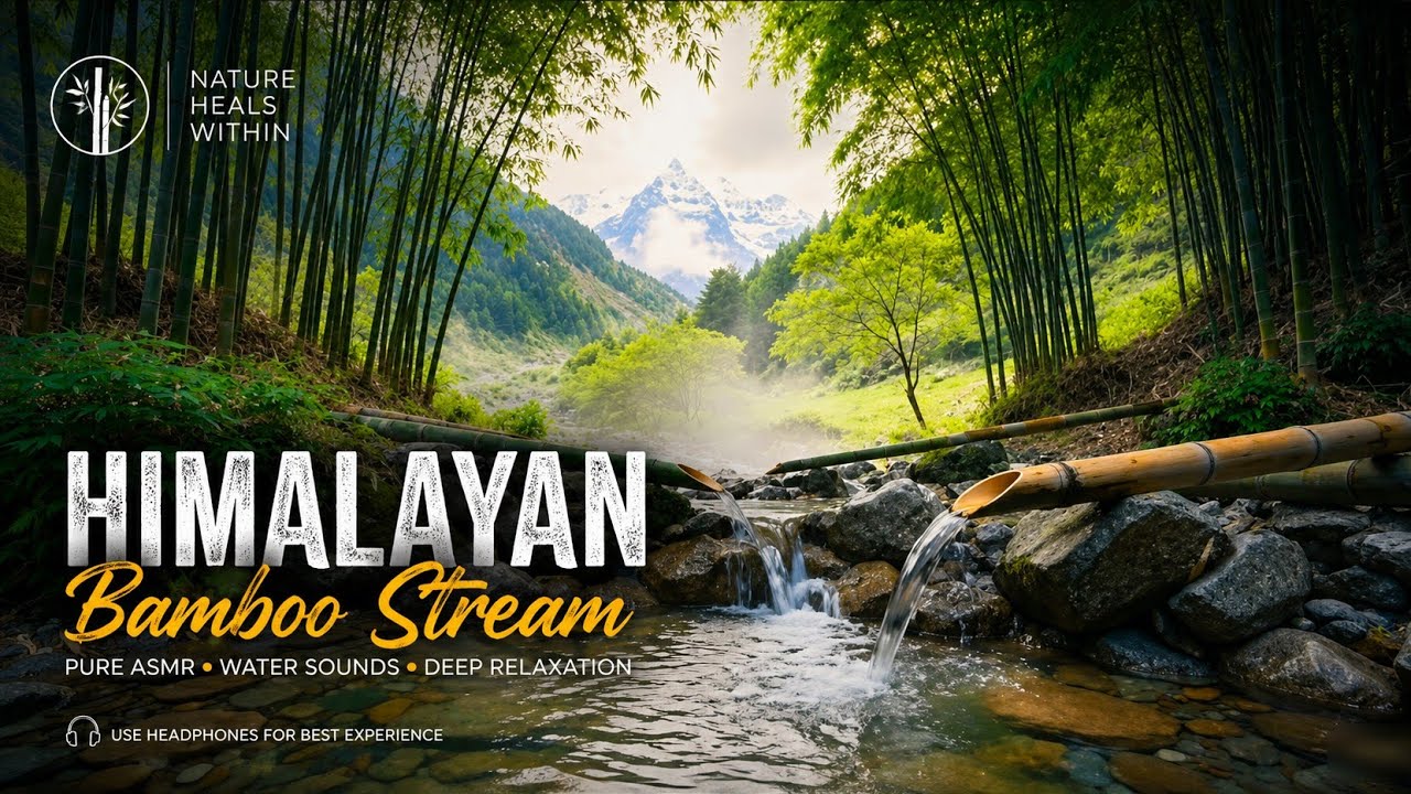 🍃 Pure Himalayan Bamboo Stream Water Sounds | Sleep & Relaxation 💧
